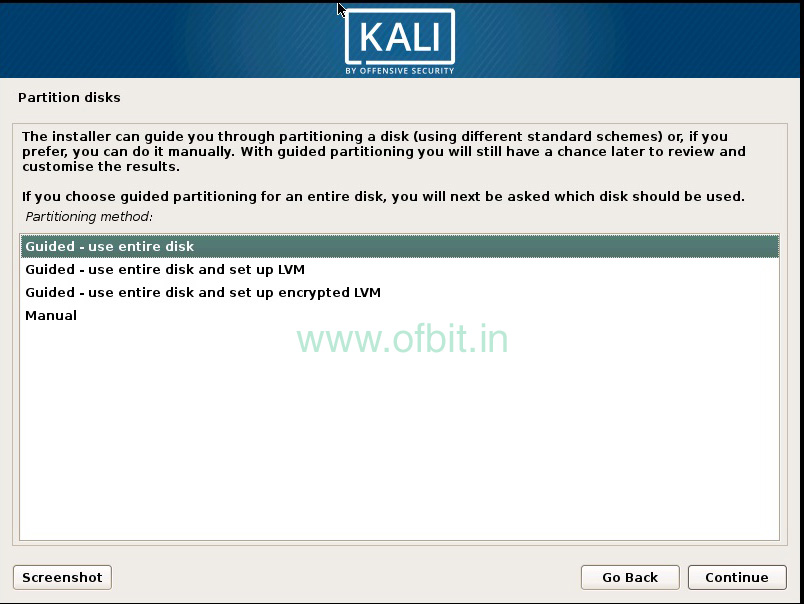 Kali-Linux-Partitioning Method-Ofbit.in