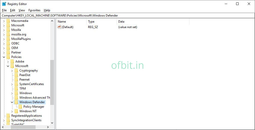 Disable-Windows-Defender-Registry-Editor-Ofbit
