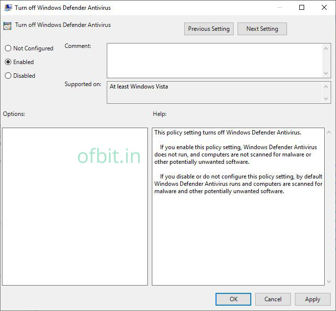 Disable-Windows-Defender-Select-Enable-Ofbit.in