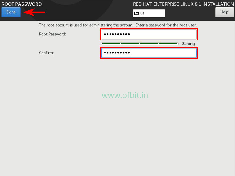 RHEL 8 Installation Root Password Ofbit