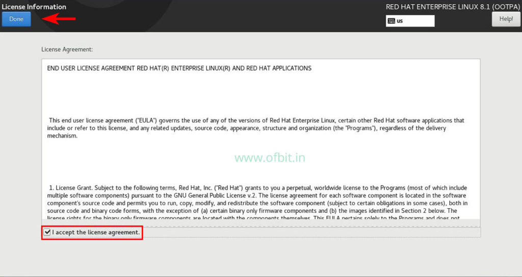 RHEL 8 Accept Licence Agreement Ofbit.in