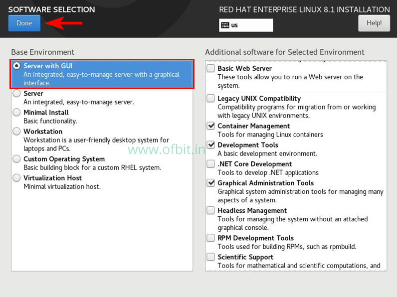 RHEL 8 Installation Select Software Packages Ofbit