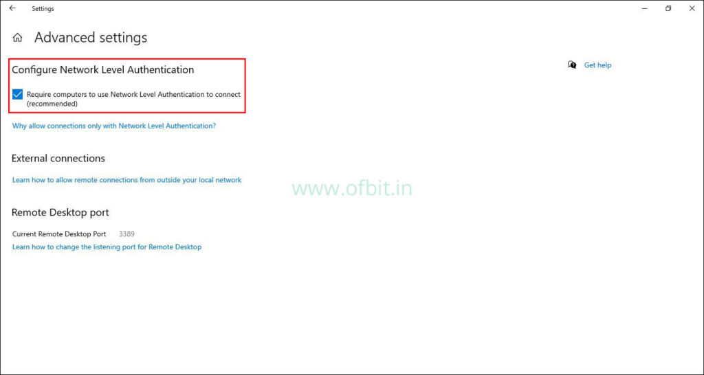 Enabling Remote Desktop Advanced Settings-Ofbit.in