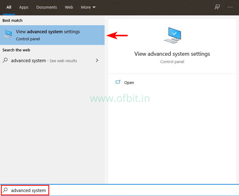 Enabling Remote-Desktop (RDP) Search Advanced System Settings - Ofbit