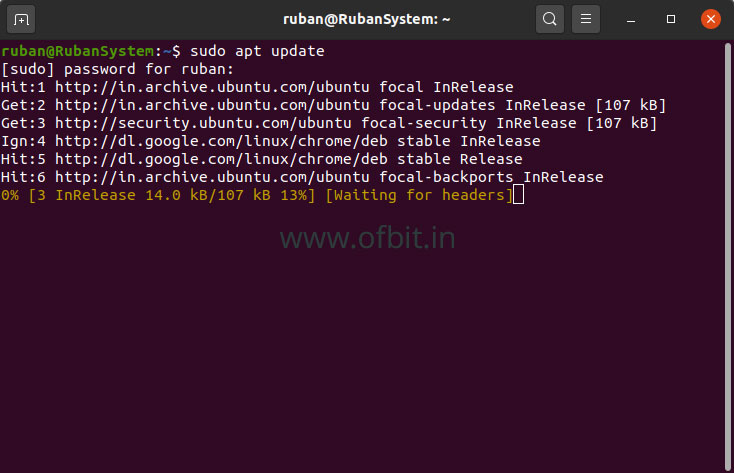Ubuntu Sudo apt update-Ofbit.in