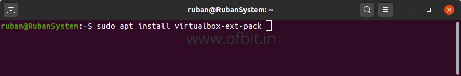 Ubuntu install VirtualBox Extension pack-Ofbit