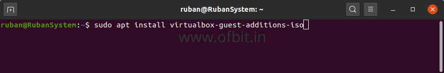 virtualbox guest additions ubuntu terminal command