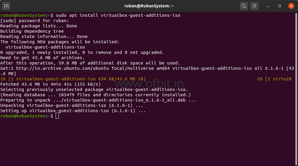 virtualbox ubuntu install guest additions command line