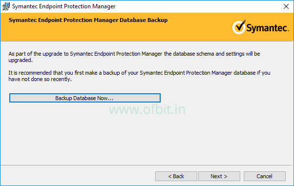 Upgrade Symantec Endpoint Protection Manager-Backup-Next-Ofbit