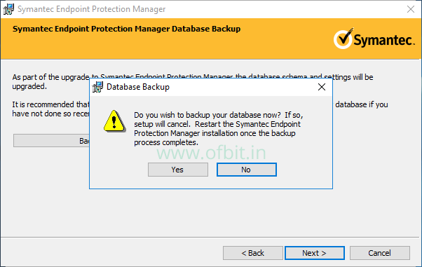 Upgrade Symantec Endpoint Protection Manager-Backup-No-Ofbit
