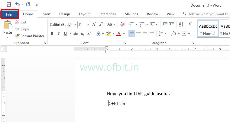 Microsoft Office Dark Mode-Select File-OFBIT