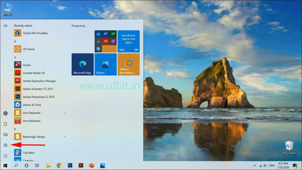 Windows 10 Dark Mode-Go To Settings-Ofbit.in
