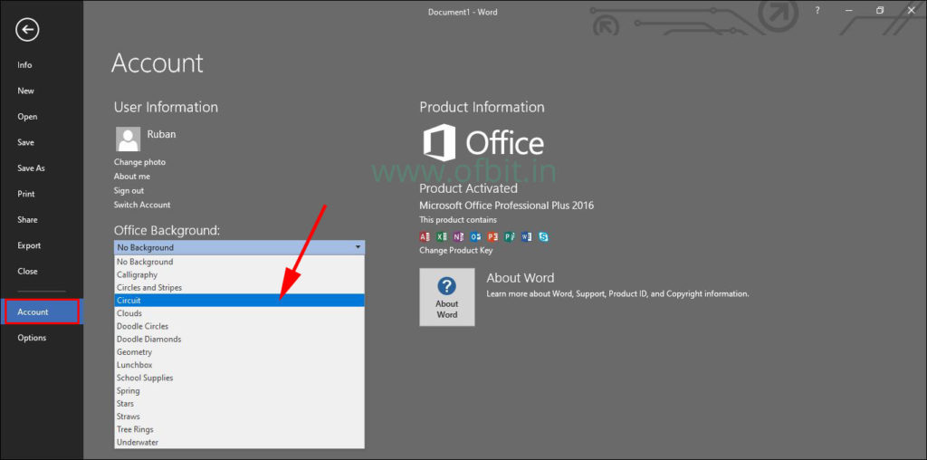 Change Microsoft Office Background Change-Ofbit.in