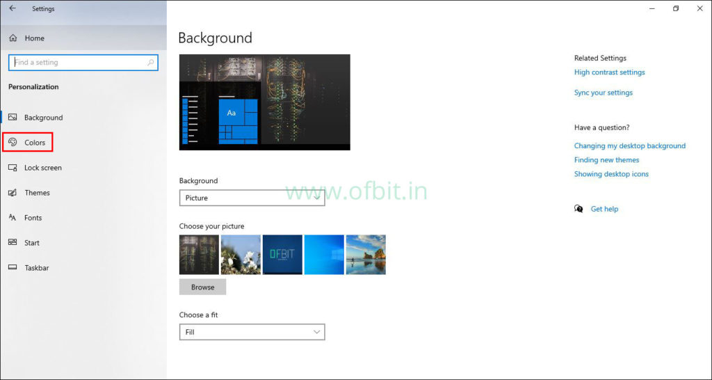 Dark Mode in Windows 10-Select Colors-Ofbit.in