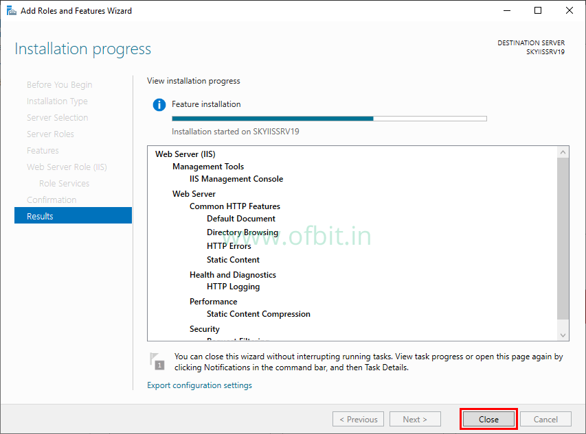 IIS-Web-Server-Installation-Completed-Windows-Server-2019-OFBIT.in