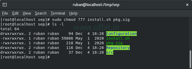 Install-SEP-Linux-Install-chmod-RXW-Ofbit