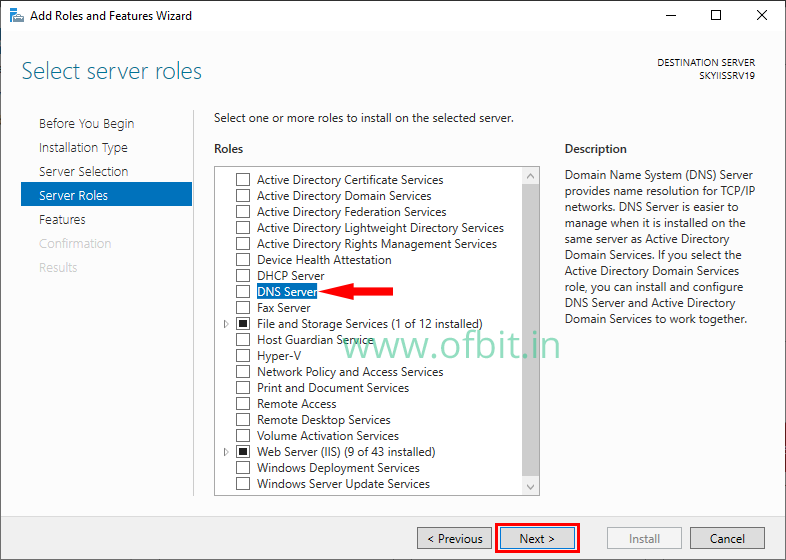 Install DNS Server-Select DNS Role-Ofbit.in