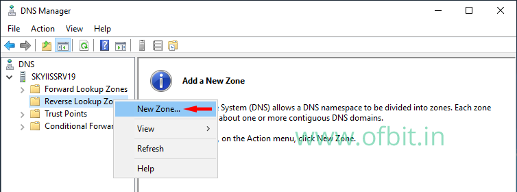 Reverse Lookup Zone-Select New Zone-OFBIT