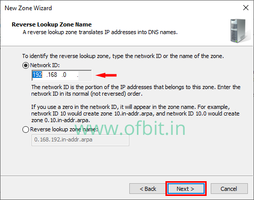 Reverse Lookup Zone-Select Network ID-Ofbit.in