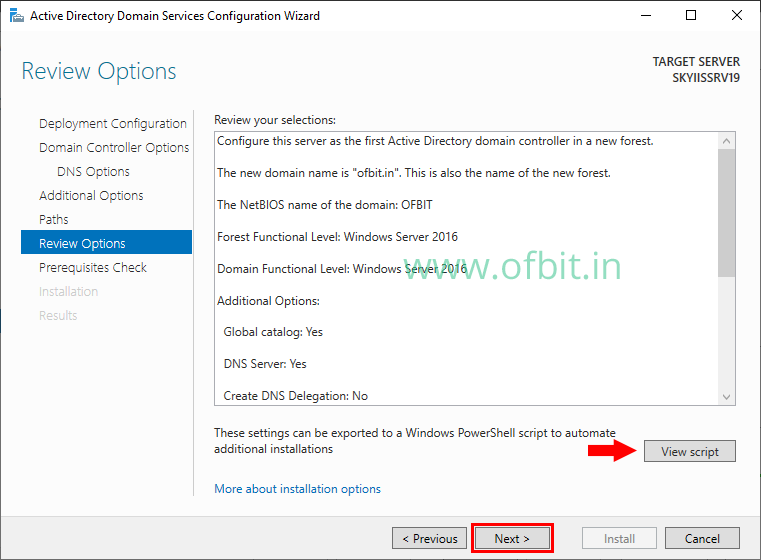 Setup Active Directory-Review your Settings-OFBIT