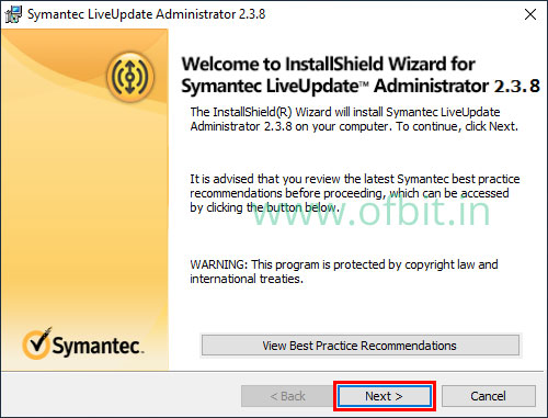 Install Symantec LiveUpdate Administrator-Click-Next-Ofbit.in