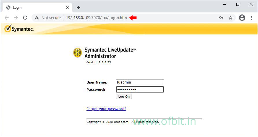 Symantec LiveUpdate Console-Login-Ofbit.in