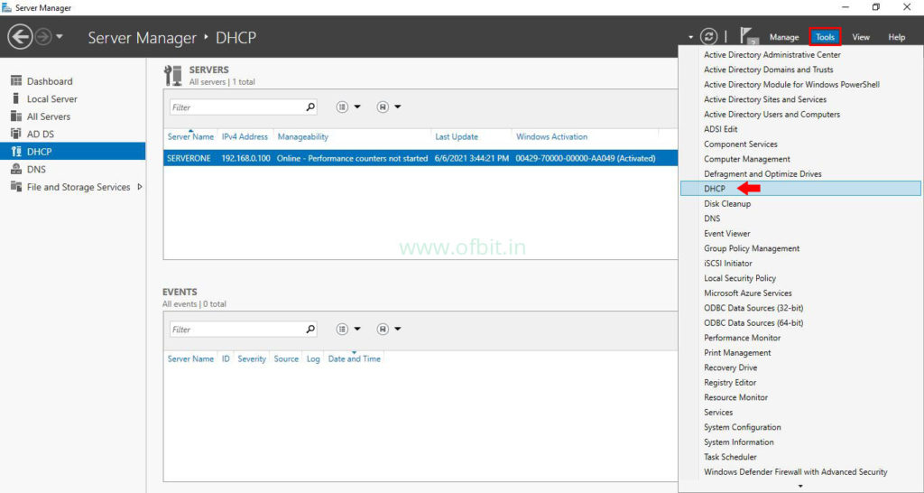 Create DHCP Scope-Open DHCP Console-Ofbit.in