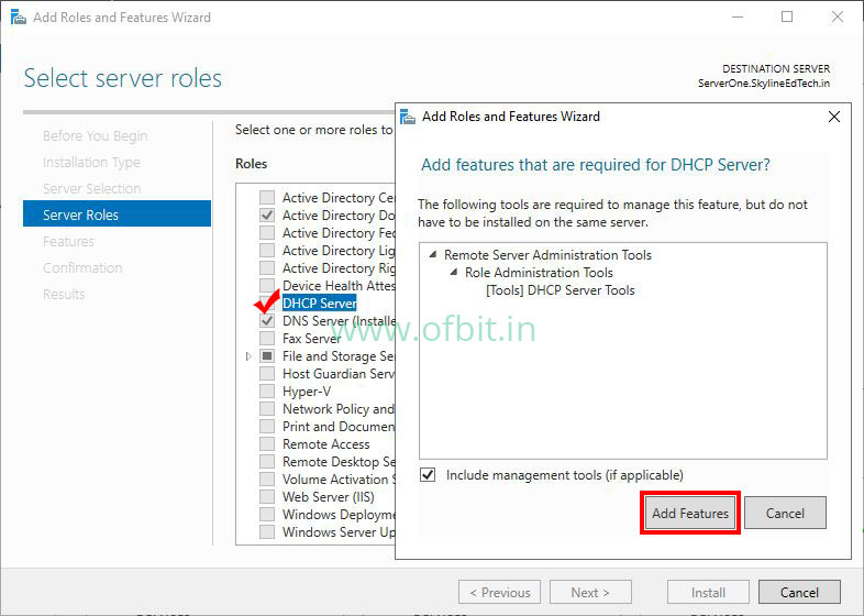 Install DHCP Server Role And Features-Ofbit.in