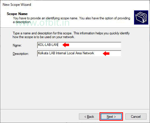 DHCP Scope-Name and Description-Click Next-Ofbit