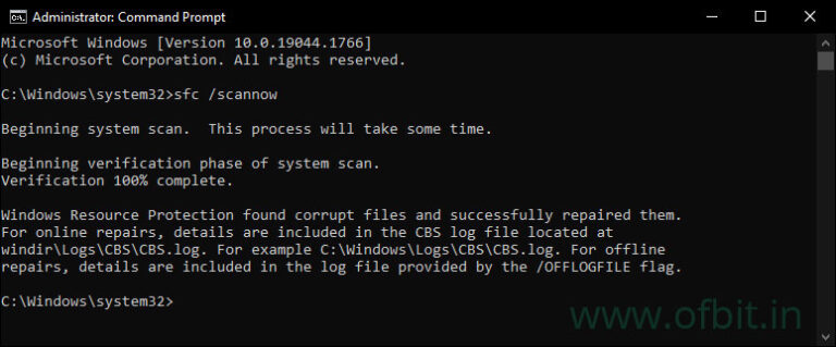 SFC Scannow Command To Repair Corrupt System Files In Windows - OFBIT